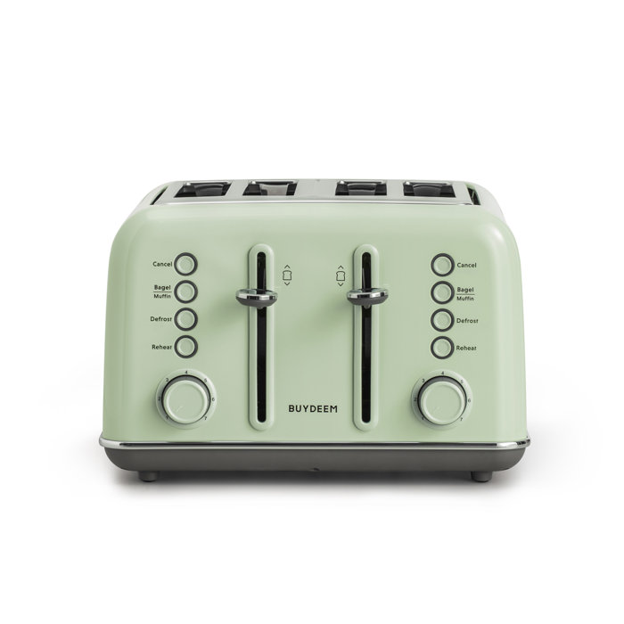 Buydeem 4Slice Toaster With Extra Wide Slots, 7 Bread Shade Settings